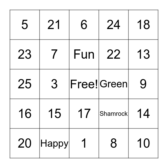 Happy St. Patrick Bingo Card