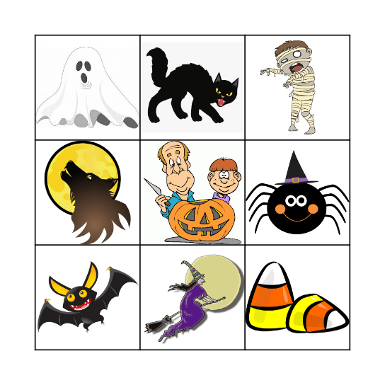 Spooky Charades Bingo Card