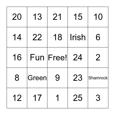 Happy St. Patrick's Day! Bingo Card