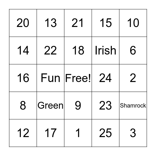 Happy St. Patrick's Day! Bingo Card