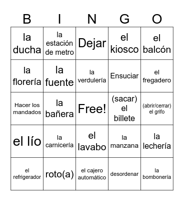 Sp. 5 - Unit 6, Lesson 1 Bingo Card