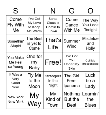 Singo- Frank Sinatra Bingo Card