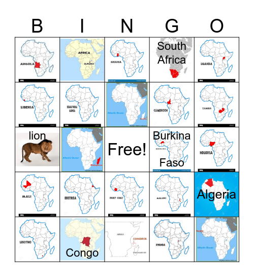 africa Bingo Card