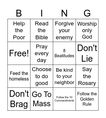 Holy Bingo Card