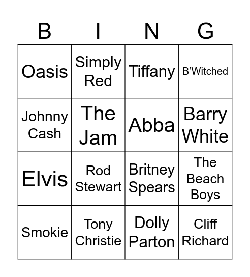 Music 4 Bingo Card