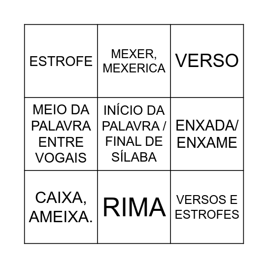 REVISÃO DE PORTUGUÊS Bingo Card