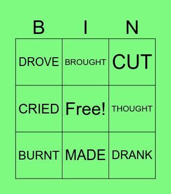 PAST FORM VERBS Bingo Card