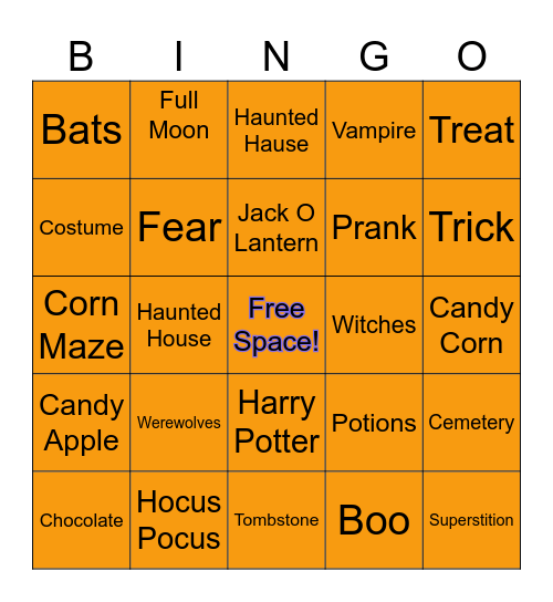 Spooky Bingo! Bingo Card