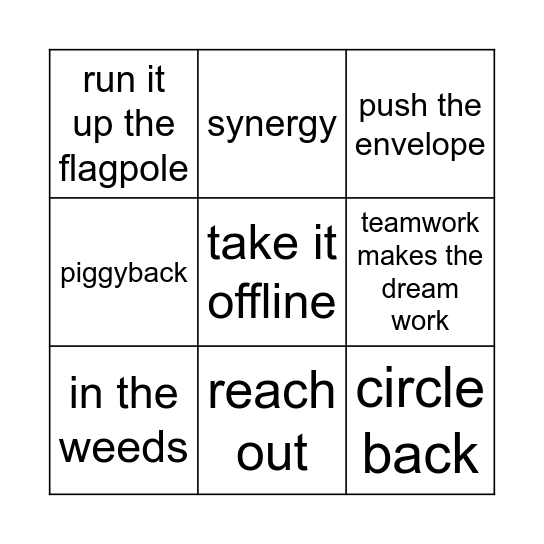 Corporate Ick! Bingo Card