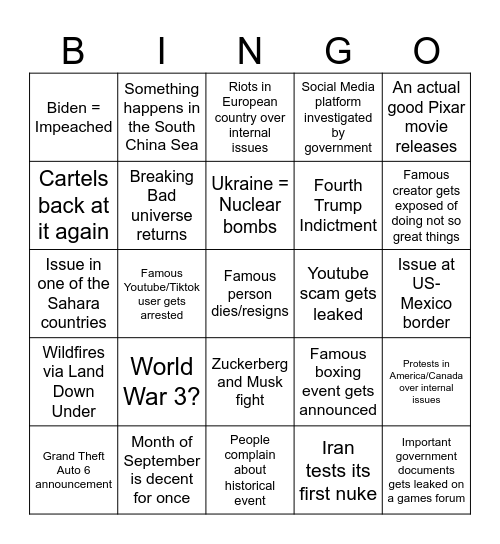 2023 Term 2 Bingo Card Bingo Card