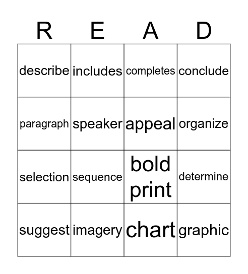 3rd Reading Card 11 Bingo Card