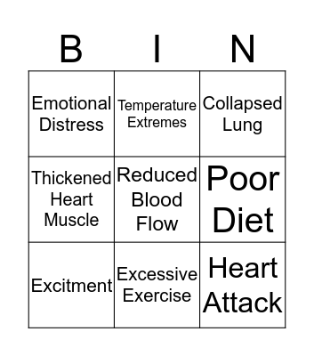 Trigger vs Symptom Bingo Card