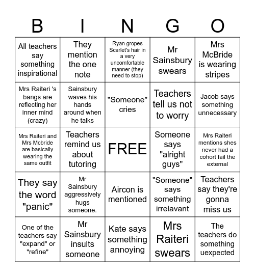 ENGLISH BINGO!!!! Bingo Card