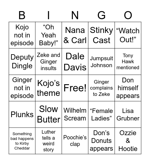 Zeke & Luther Bingo Card