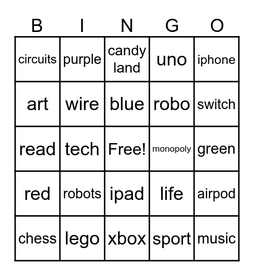 Robo bingo Card