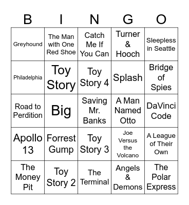 Tom Hanks Movies Bingo Card