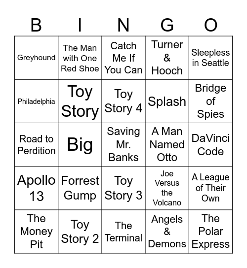 Tom Hanks Movies Bingo Card