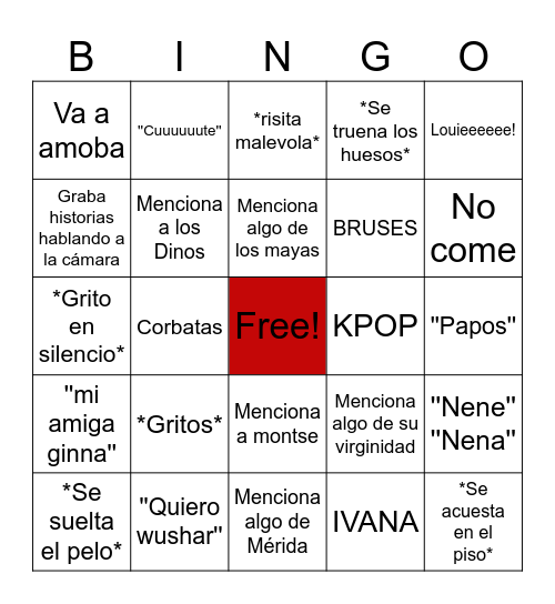 Val Bingo card Bingo Card