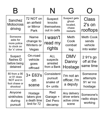 BCSO Bingo Card