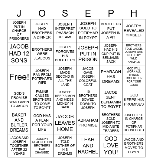 GOD'S PLAN Bingo Card
