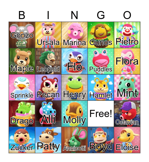Animal Crossing Bingo Card