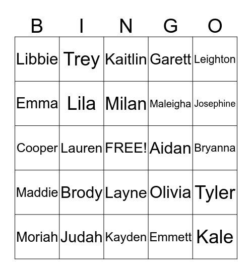 K-1st-2nd Bingo Card