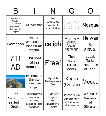 Story of the World Vol. 2 Ch. 12 Bingo Card