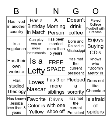 There's No Place Like Home  Bingo Card