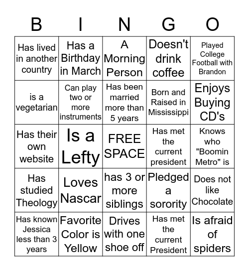 There's No Place Like Home  Bingo Card