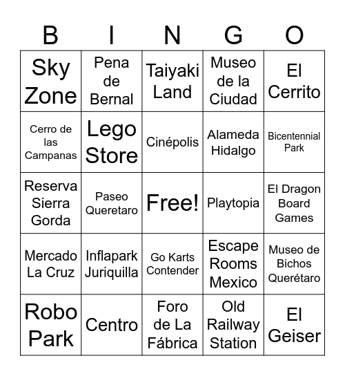 Expat Kids Bingo (Places) Bingo Card
