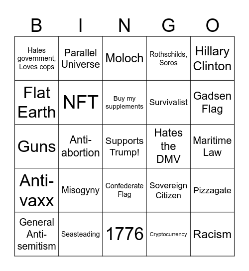 Libertarian Bingo Card