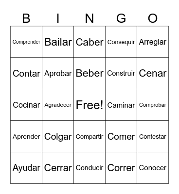 Expat Kids BINGO (Verbs) Bingo Card