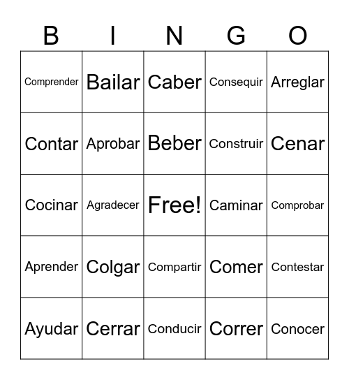 Expat Kids BINGO (Verbs) Bingo Card