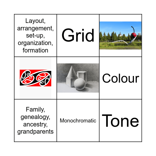 Vocabulary and Visual Dictionary Bingo Card