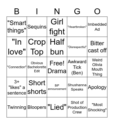 Women Tell All Bingo Card