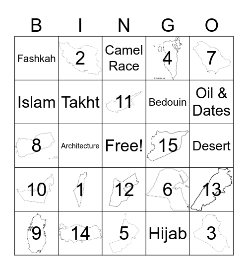 Middle East & Saudi Arabia Bingo Card