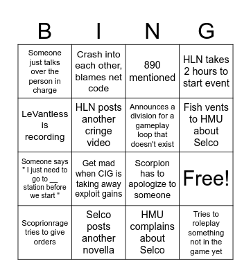 HLN Bingo Card