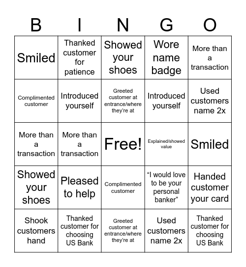 Customer Experience Bingo Card