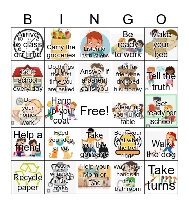 Responsibilty Bingo Card