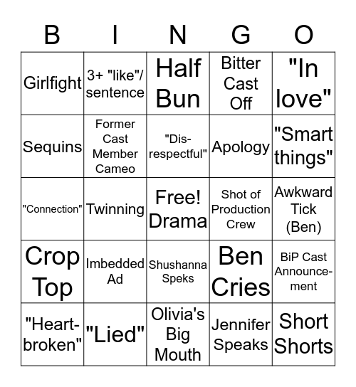 Women Tell ALL Bingo Card