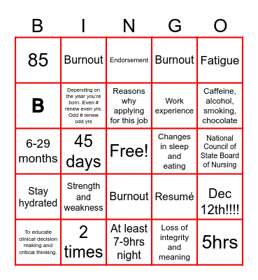 Transitioning from Student to Graduate Bingo Card