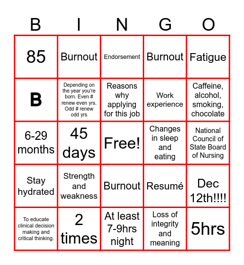 Transitioning from Student to Graduate Bingo Card