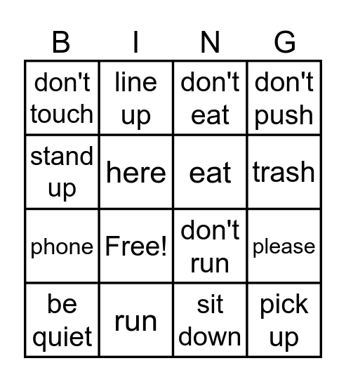 __________, please. Bingo Card