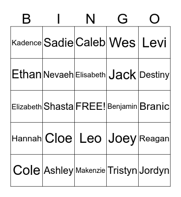 3rd-4th-5th Bingo Card