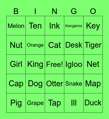 Phonics Bingo Card