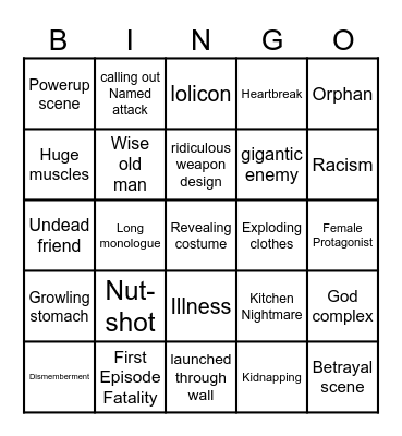 Anime Night Bingo Card