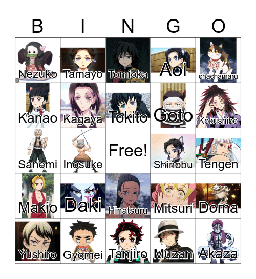 Demon Slayer Bingo Card