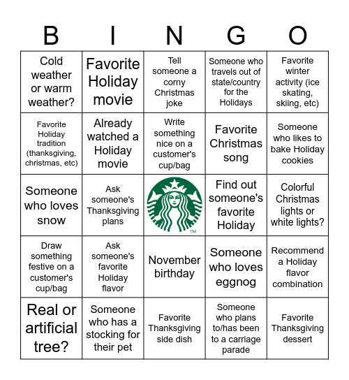 CC BINGO: HOLIDAY EDITION Bingo Card