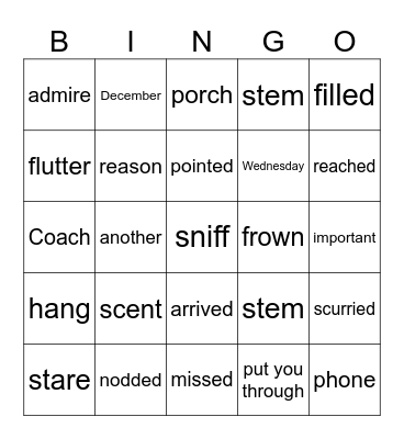 W2-W7 Review Bingo Card
