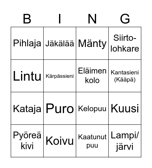 Syysbingo Card